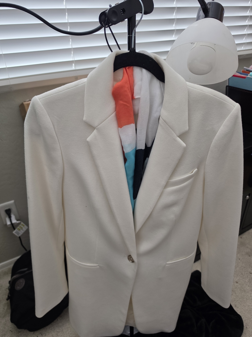 Tommy Hilfiger Cream Single-Button Notch Lapel Blazer
